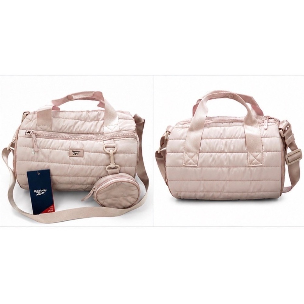 Reebok Women's Pink Quilted Puffer Mini Duffle Crossbody Bag NWT